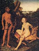 Lucas Cranach Apollo and Diana in forest landscape oil